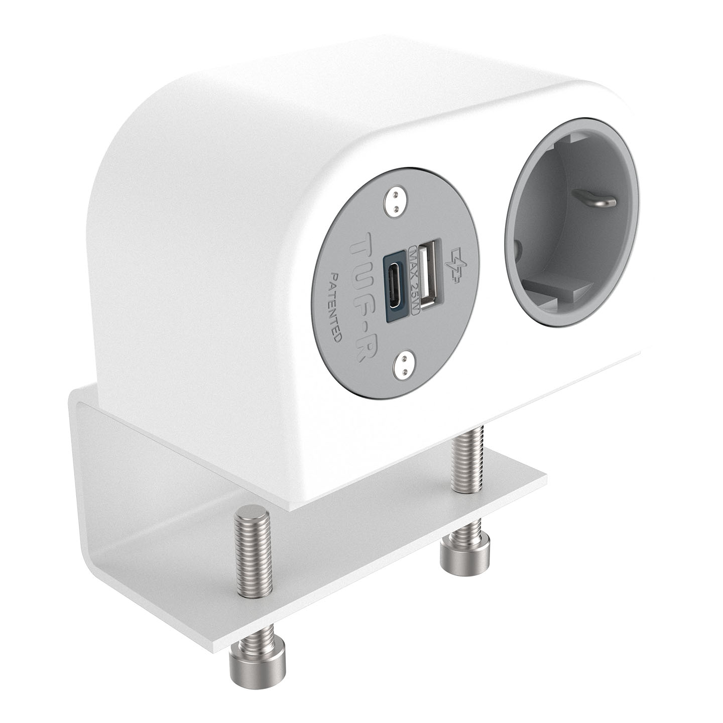 25.200 Phase est idéal pour fournir une alimentation électrique et USB pratique et discrète dans votre bureau. Compact, robuste et sans contrainte de convention, vous trouverez en Phase une option innovante pour votre mobilier. Avec son support de montage dissimulé et sa sortie de câble à l'arrière ou à la base, Phase est une solution facile à installer pour les bureaux et les tables. Les deux ouvertures pour les prises peuvent être équipées d'une combinaison de prises électriques et de chargeurs USB TUF-R A+C brevetés.