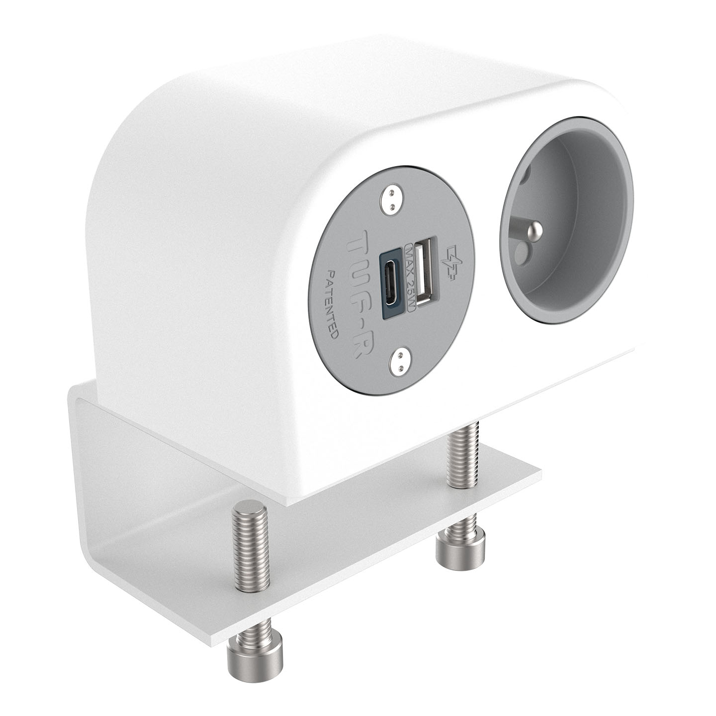 25.210 Phase est idéal pour fournir une alimentation électrique et USB pratique et discrète dans votre bureau. Compact, robuste et sans contrainte de convention, vous trouverez en Phase une option innovante pour votre mobilier. Avec son support de montage dissimulé et sa sortie de câble à l'arrière ou à la base, Phase est une solution facile à installer pour les bureaux et les tables. Les deux ouvertures pour les prises peuvent être équipées d'une combinaison de prises électriques et de chargeurs USB TUF-R A+C brevetés.