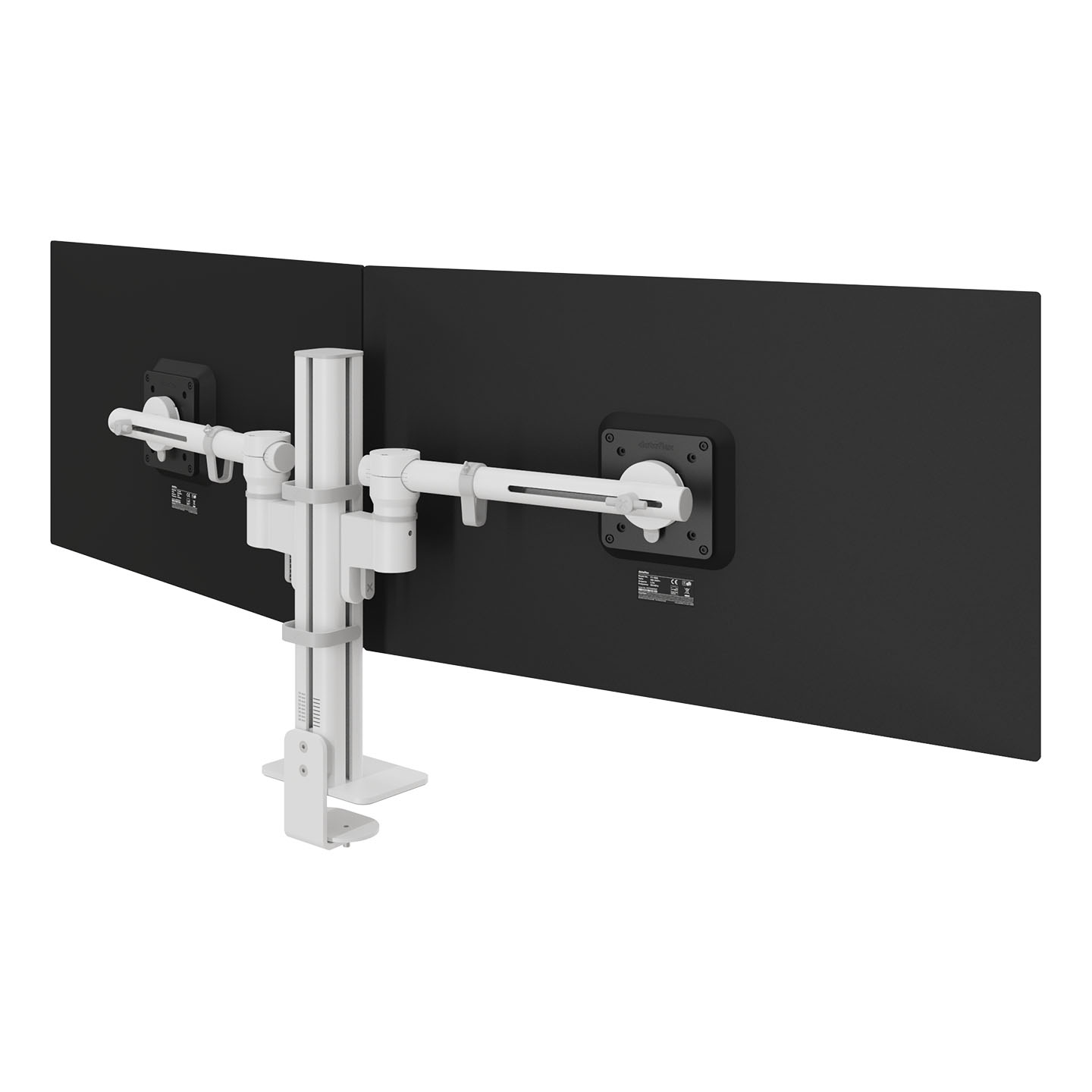 48.220 Eine 1x2-Halterung für zwei Monitore, die sich für flexible Arbeitsbereiche und mögliche zukünftige Änderungen eignet. Die Aluminiumsäule mit vier Schlitzen ermöglicht eine einfache, werkzeuglose Höhenverstellung für jeden Bildschirm. Die Monitore können im Hoch- oder Querformat positioniert werden, wobei die Anordnung übersichtlich und ausgerichtet bleibt. Das modulare Design erleichtert die Anpassung der Konfiguration im Laufe der Zeit. Komponenten können hinzugefügt oder ausgetauscht werden, wenn sich Ihre Arbeitsweise weiterentwickelt.