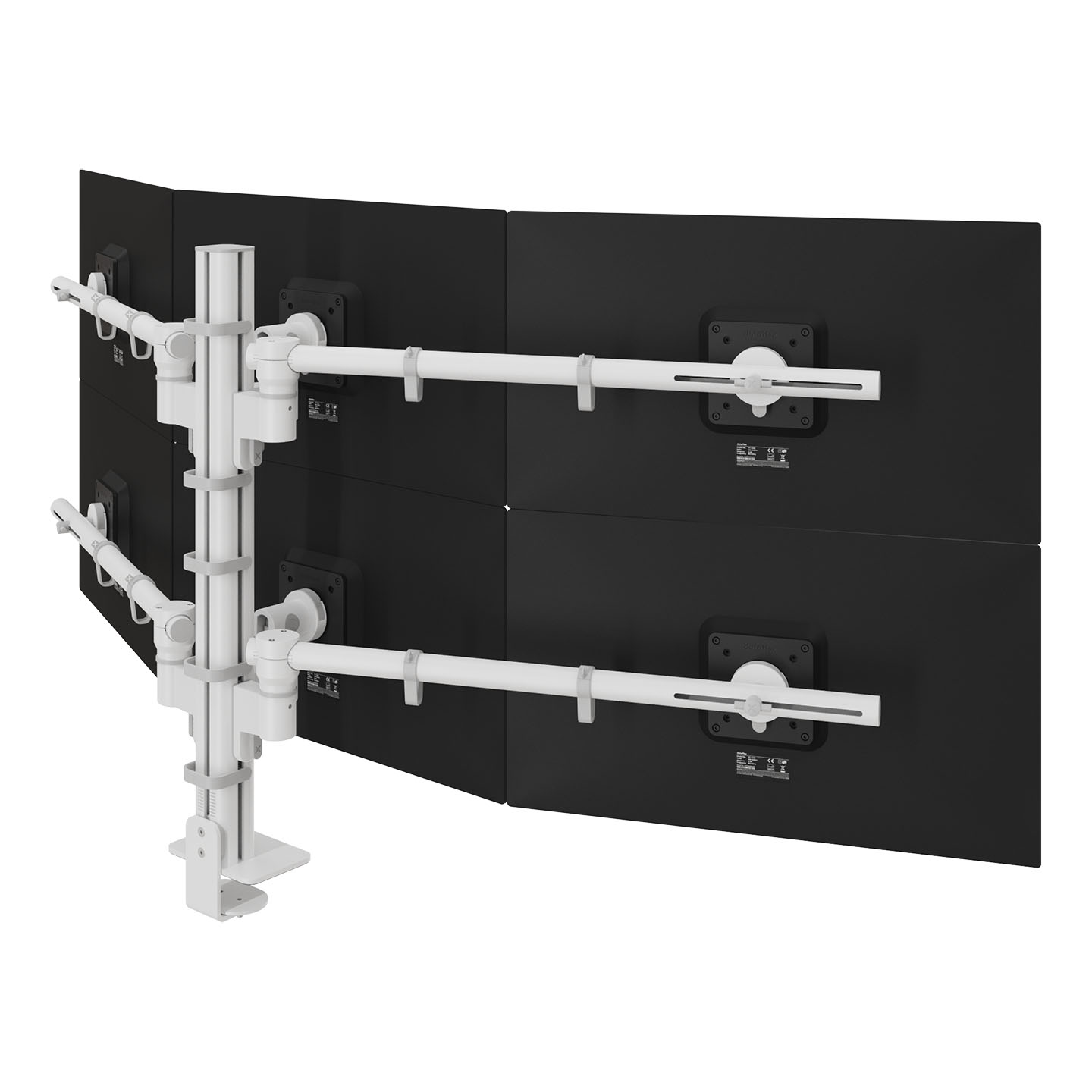 48.260 Eine 2x3-Panorama-Halterung für sechs Monitore für flexible, zukunftssichere Arbeitsbereiche. Die stabile Aluminium-Säule mit vier Schlitzen ermöglicht eine werkzeuglose Höhenverstellung für jedes Display. Sie können zwischen Hoch- und Querformat wählen, verschiedene Monitorgrößen kombinieren und eine übersichtliche, ausgerichtete Anordnung beibehalten. Mit einem wirklich modularen Monitor-Befestigungssystem können Sie die Konfiguration im Laufe der Zeit neu anpassen und weiterentwickeln. Rüsten Sie einfach die Komponenten auf, um sie an Ihren sich ändernden Arbeitsablauf anzupassen.