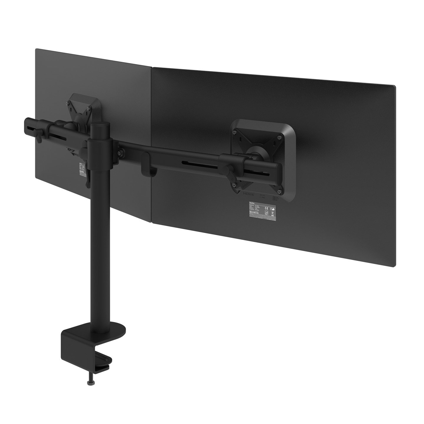 52.643 This dual  monitor arm combines strength, practicality and usability in one package. The clamp lever lets you adjust the height of your monitors with the greatest of ease. With cable management on the crossbar and pole, this product offers a practical and user-friendly way to achieve a great and affordable dual monitor set-up.