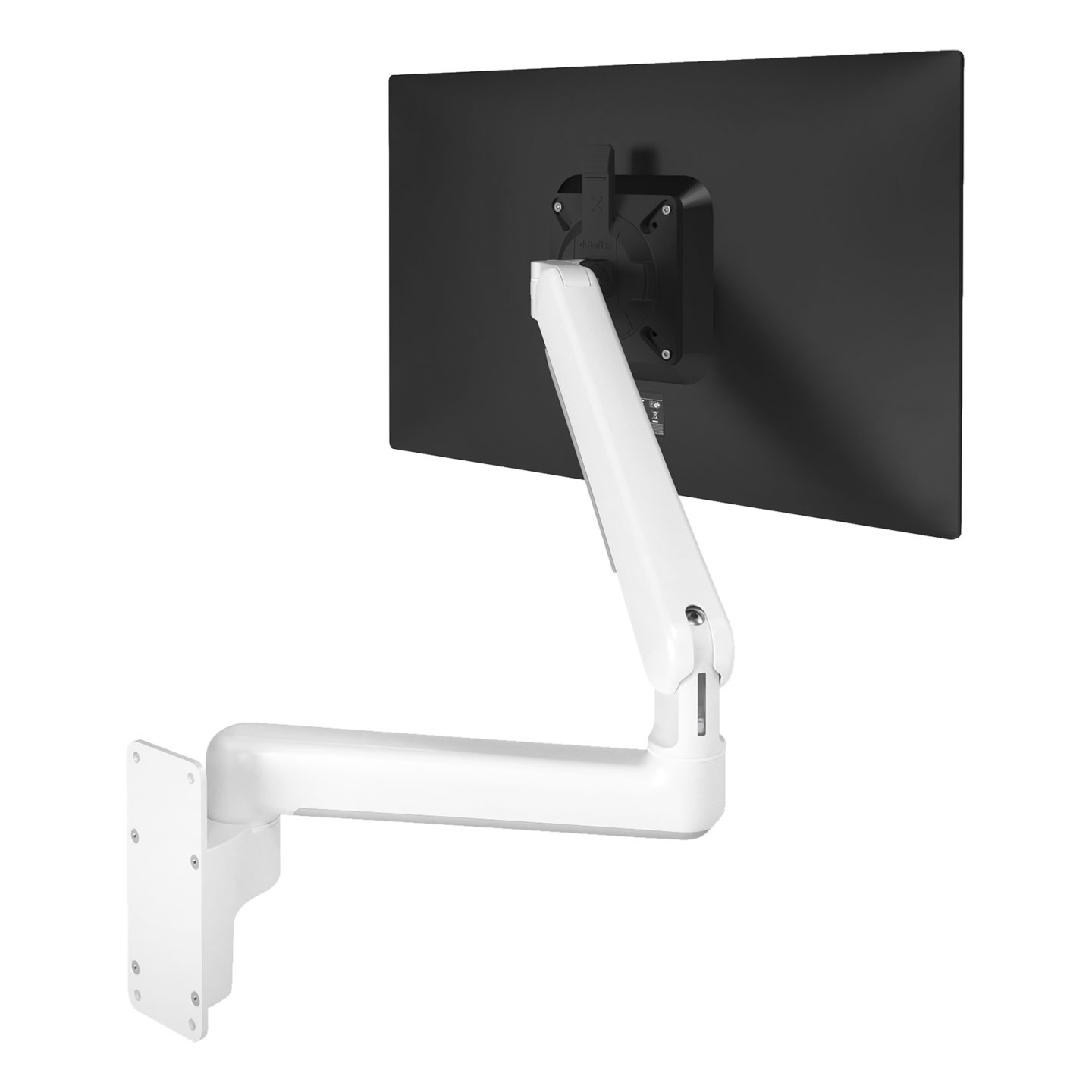 65.320 Free up desk space with this wall-mounted gas-sprung monitor arm. The two extensions make this an ideal solution for a deep desk surface because the depth of the monitors can be adjusted independently. Cables are neatly hidden in the monitor arm for a professional look.