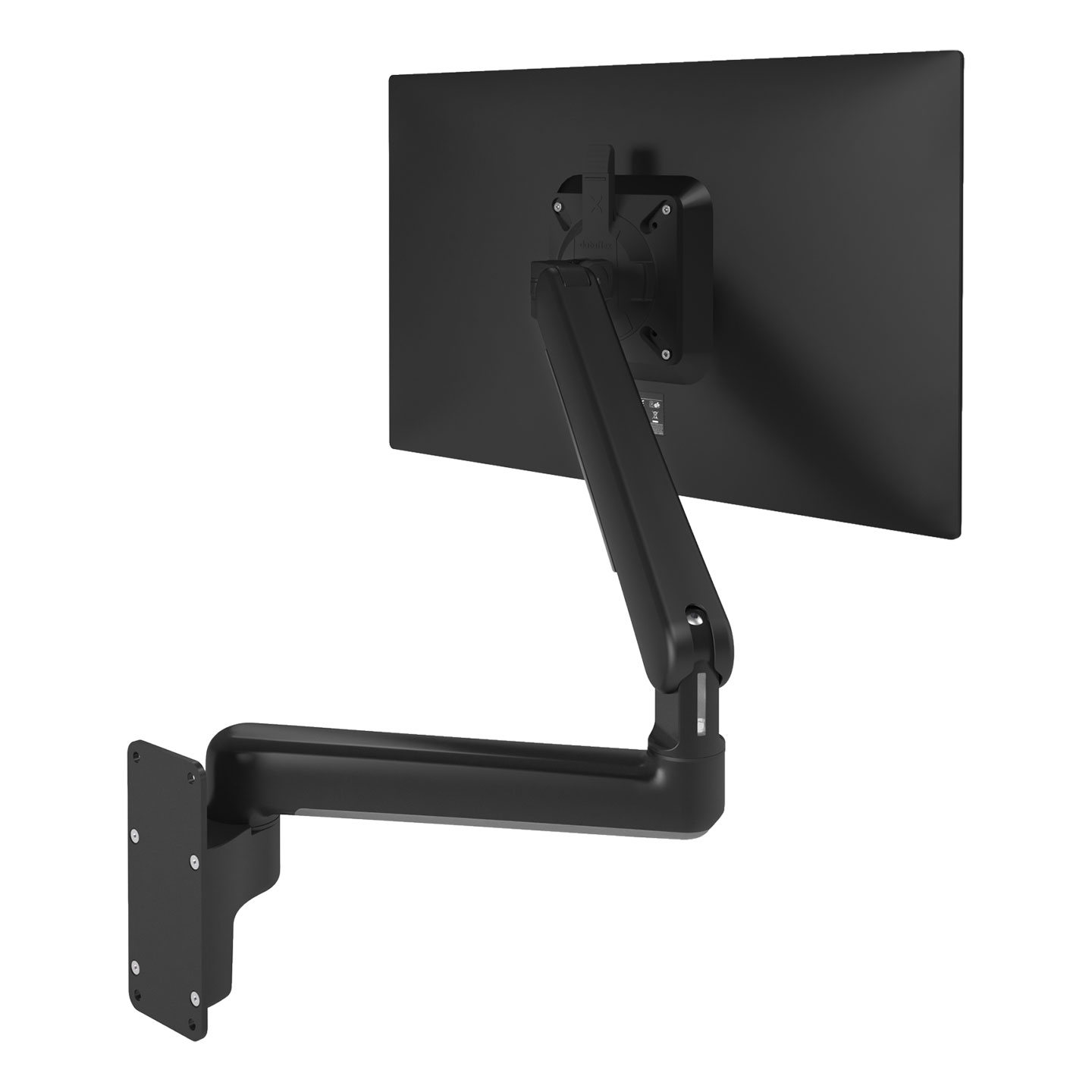 65.323 Free up desk space with this wall-mounted gas-sprung monitor arm. The two extensions make this an ideal solution for a deep desk surface because the depth of the monitors can be adjusted independently. Cables are neatly hidden in the monitor arm for a professional look.