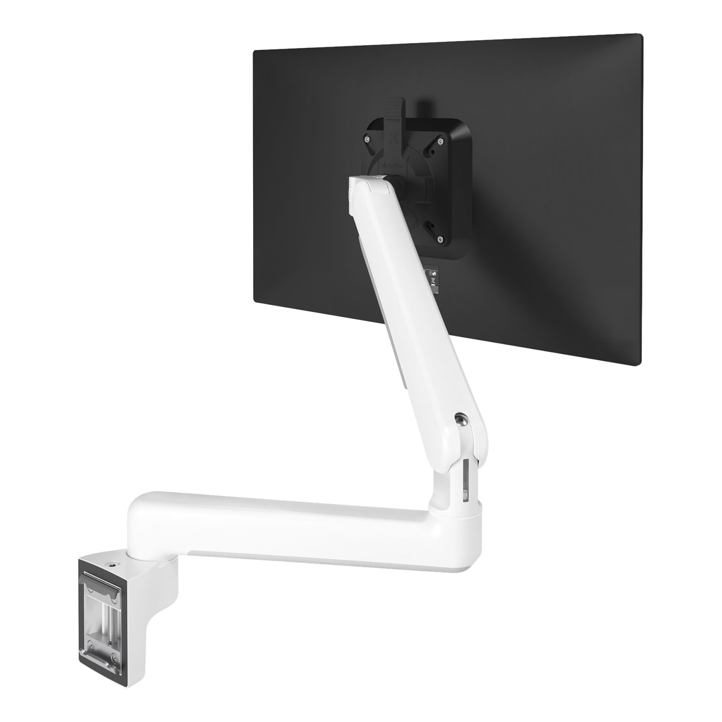 65.520 Free up desk space with this monitor arm that attaches to a slat rail/wall or toolbar gas-sprung monitor arm. The two extensions make this an ideal solution for a deep desk surface because the depth of the monitors can be adjusted independently. Cables are neatly hidden in the monitor arm for a professional look.