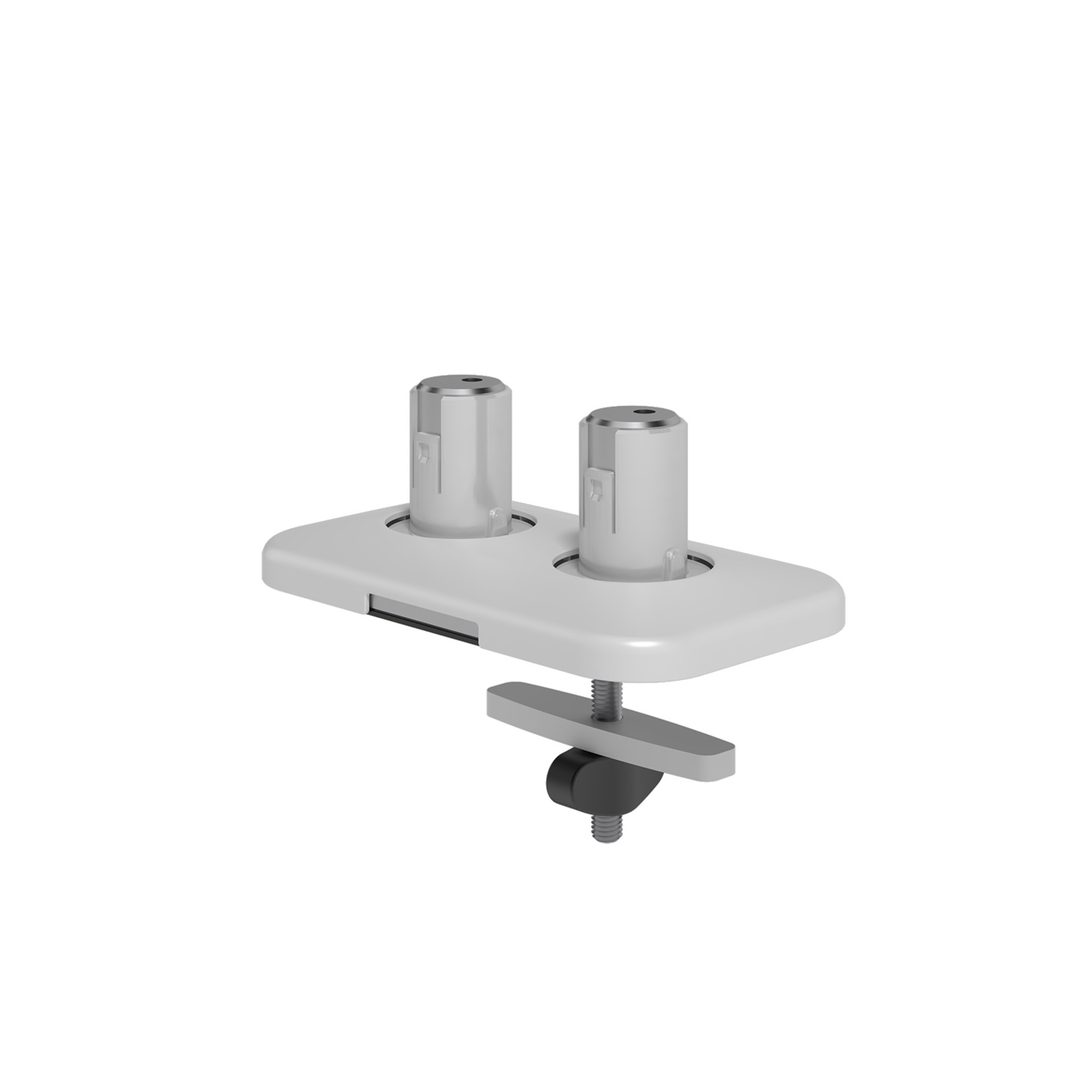 65.820 The bolt-through desk mount is the strongest way to mount the dual Viewprime plus monitor arm (65.210) to your desk. It can also be mounted on most cable management grommet holes in a desk.