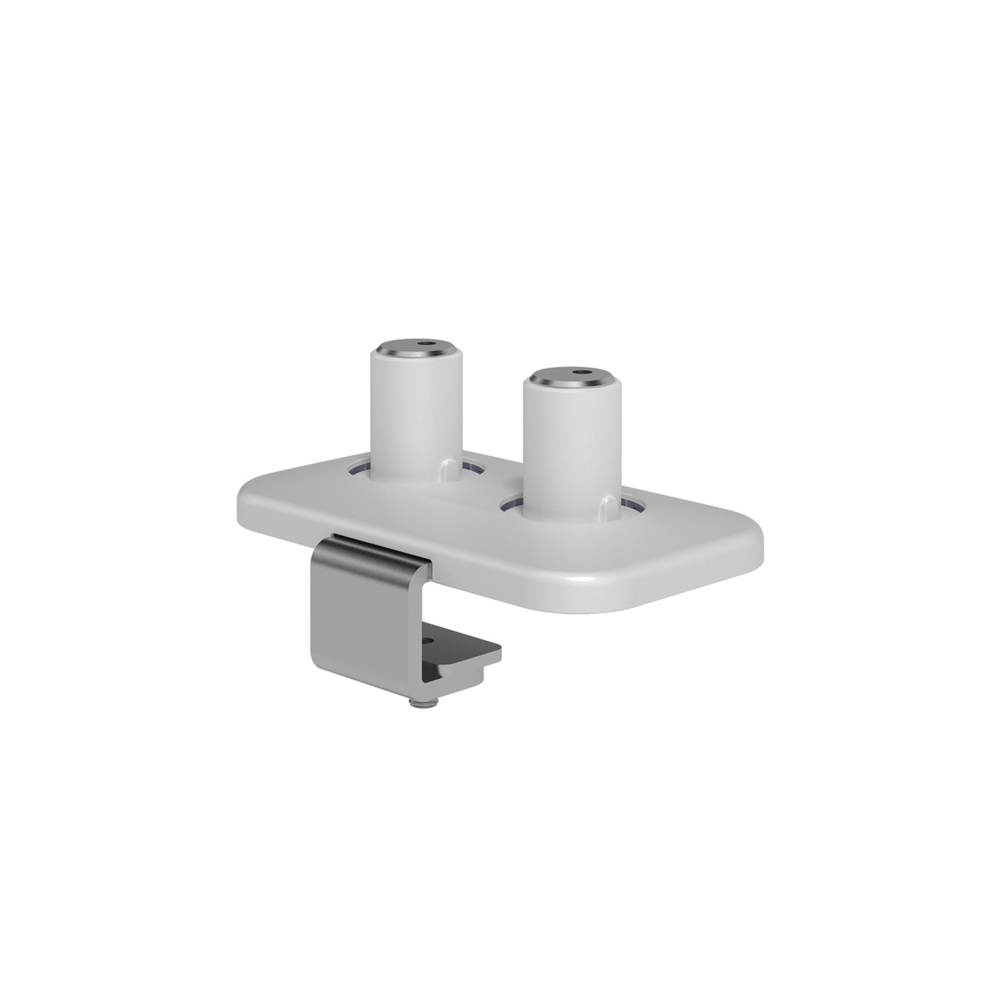 65.940 This desk clamp is ideally for desks with cable management trays or channels underneath, sliding desktops and system furniture. This mounting option requires minimal space underneath the desk to mount the dual Viewprime plus monitor arm (65.210).