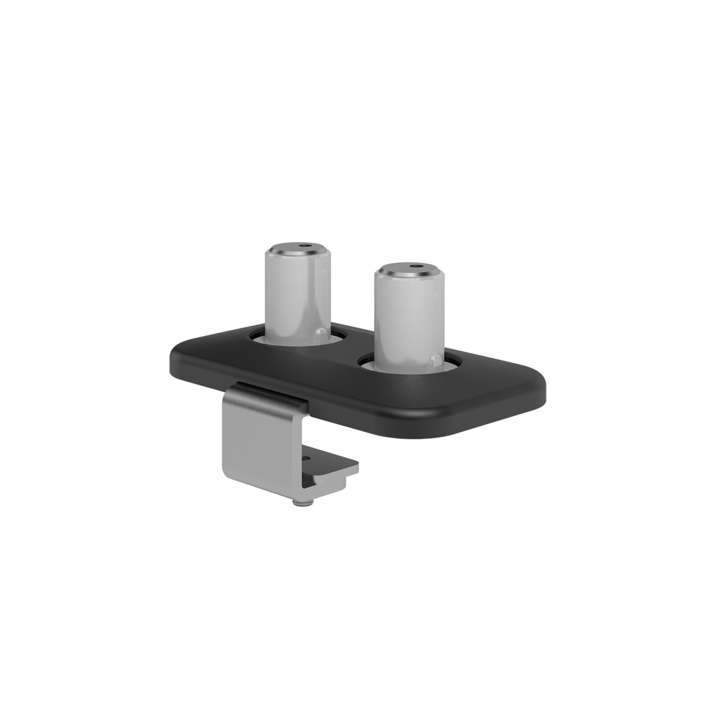 65.943 This desk clamp is ideally for desks with cable management trays or channels underneath, sliding desktops and system furniture. This mounting option requires minimal space underneath the desk to mount the dual Viewprime plus monitor arm (65.213).