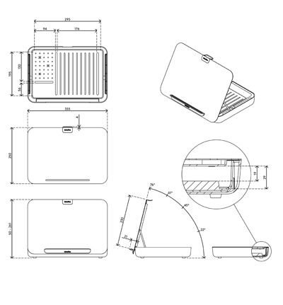 45.903 | Addit Bento® ergonomische Toolbox 903 | schwarz | persönliche Aufbewahrungsbox, notebookständer, Tabletständer und Dokumentenhalter in einem | Detail 5